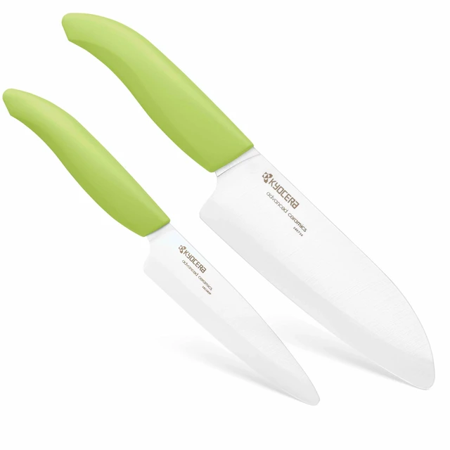 Main image of Revolution 2-Pc Ceramic Knife Set: 5.5 Santoku & 4.5 Utility | Made In Japan Non-Reactive Zirconia Blades, Lightweight Design Reduces Hand Fatigue, Will Not Cause Food Oxidation