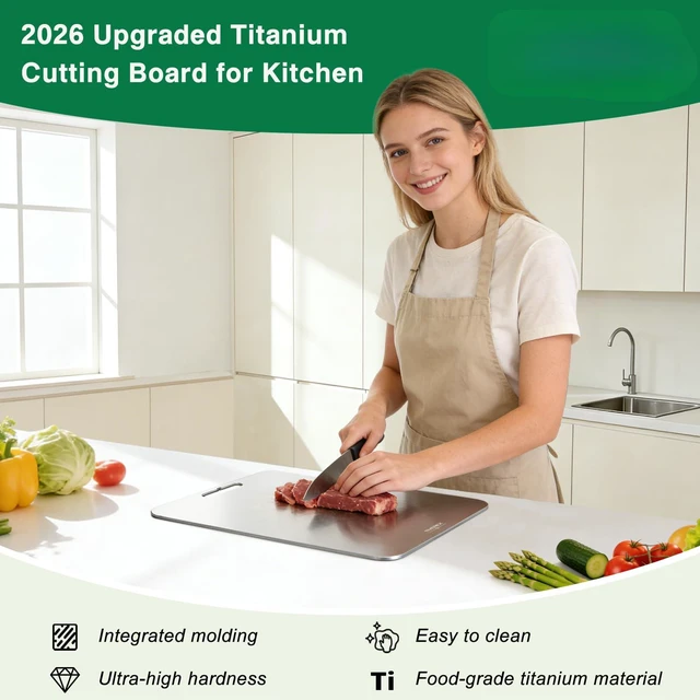 Alt view image 2 of 7 - 100% Pure Titanium Cutting Board Set of 3, Cutting Boards for Kitchen | Easy to clean, Dishwasher Safe Double Sided Non-Toxic Chopping Boards for Meats, Fruits, Vegetables and Cooked Food Prep