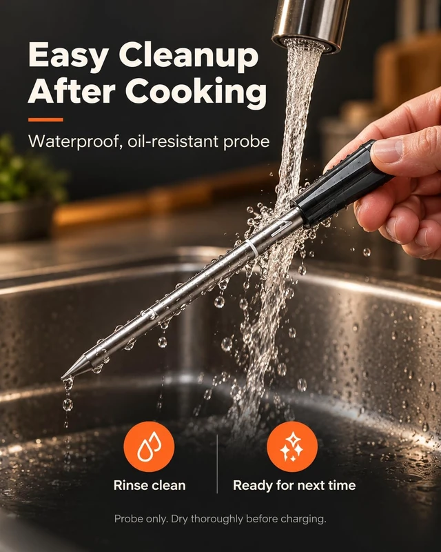 Alt view image 6 of 7 - Wireless Meat Thermometer, 2 Probes, Smart Base, 6 Sensors | APP Control & Real-Time Alert, Commercial-Grade NIST Certified Accuracy, for Restaurant Kitchen, BBQ/Grill/Oven