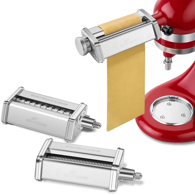 Main image of 3Pcs Pasta Attachment for KitchenAid Stand Mixer, 304 Stainless Steel | Pasta Maker Attachment Set with Pasta Roller, Spaghetti Cutter and Fettuccine Cutter, Fits all Household KitchenAid Mixer