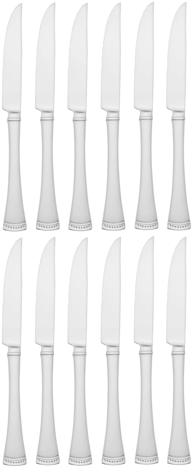 Main image of Portola Steak Knives Silverware Set for 12, Flatware | 18/10 stainless steel, dishwasher safe | set for 12 | elegant flatware gift for entertaining, housewarming gift
