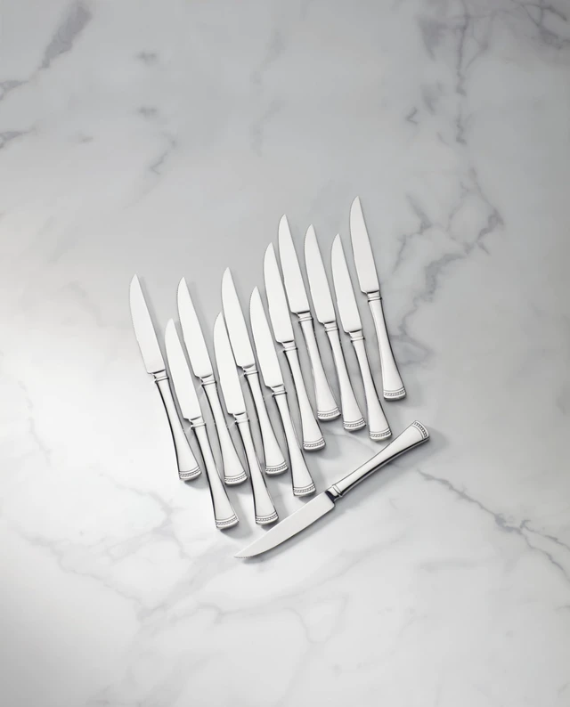 Alt view image 2 of 6 - Portola Steak Knives Silverware Set for 12, Flatware | 18/10 stainless steel, dishwasher safe | set for 12 | elegant flatware gift for entertaining, housewarming gift