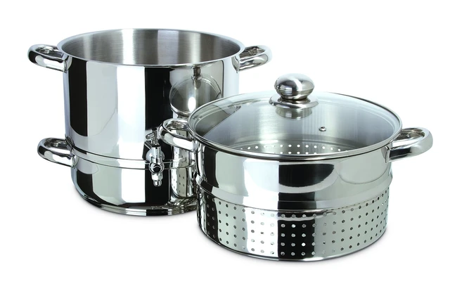 Alt view image 4 of 4 - EC9500 Stove Top Steam Juicer, Stainless Steel Steam Juice Extractor, 5 Qt. Water Reservoir, 8 Qt. Juice Container with Spigot, 8 Qt. Steamer Basket, Glass Lid - Steam Juicer for Canning