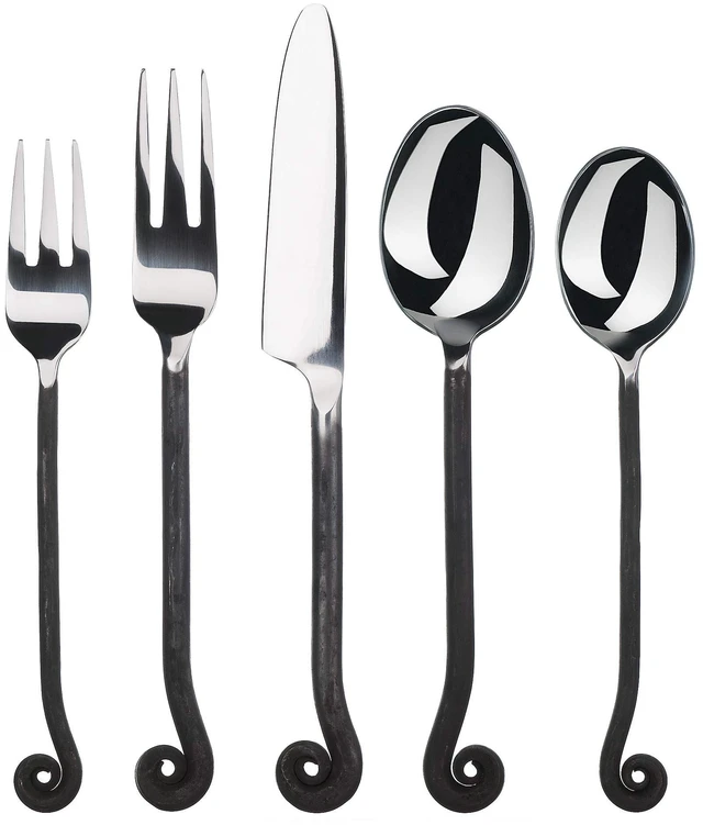 Main image of 20-Piece Flatware Treble Clef Collection Black Silverware Cutlery Kitchen Sets, Stainless Steel Utensils Knife/Fork/Spoons, Dishwasher Safe (34-350)