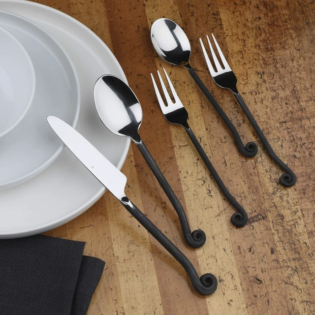 Alt view image 3 of 6 - 20-Piece Flatware Treble Clef Collection Black Silverware Cutlery Kitchen Sets, Stainless Steel Utensils Knife/Fork/Spoons, Dishwasher Safe (34-350)