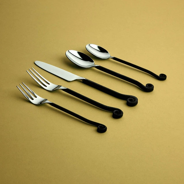 Alt view image 2 of 6 - 20-Piece Flatware Treble Clef Collection Black Silverware Cutlery Kitchen Sets, Stainless Steel Utensils Knife/Fork/Spoons, Dishwasher Safe (34-350)