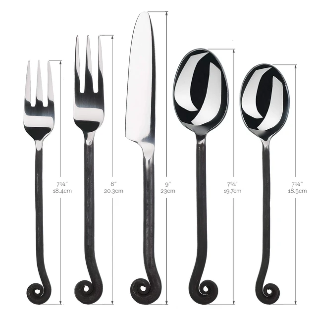 Alt view image 5 of 6 - 20-Piece Flatware Treble Clef Collection Black Silverware Cutlery Kitchen Sets, Stainless Steel Utensils Knife/Fork/Spoons, Dishwasher Safe (34-350)