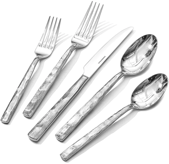 Main image of 40-Piece Silverware Set, 18/10 Stainless Steel Flatware Set for 8 | Brushed Handle Cutlery Set, for Kitchen, Home, Party, Wedding Gift, Rust Resistant and Dishwasher Safe
