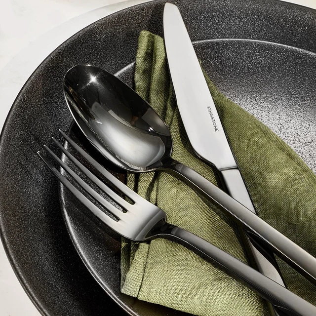 Alt view image 7 of 7 - Black Silverware Set for 8, 40 Piece Flatware Set, Stainless Steel | Square Handles, Mirror Polished, Dishwasher Safe, Sturdy, for Home Kitchen, Weddings, Parties & Housewarming