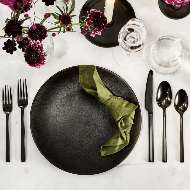 Alt view image 6 of 7 - Black Silverware Set for 8, 40 Piece Flatware Set, Stainless Steel | Square Handles, Mirror Polished, Dishwasher Safe, Sturdy, for Home Kitchen, Weddings, Parties & Housewarming