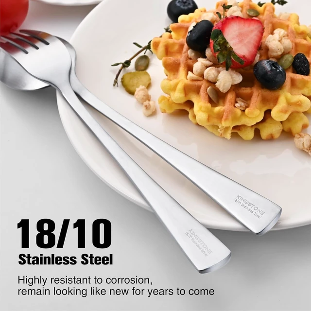 Alt view image 3 of 7 - 18/10 Flatware set for 12, 60 Piece Matte Stainless Steel Silverware Set | Forged Flatware Cutlery Set, Mirror Polished Knives Fork and Spoon Utensils, Dishwaher Safe for Home Wedding Party