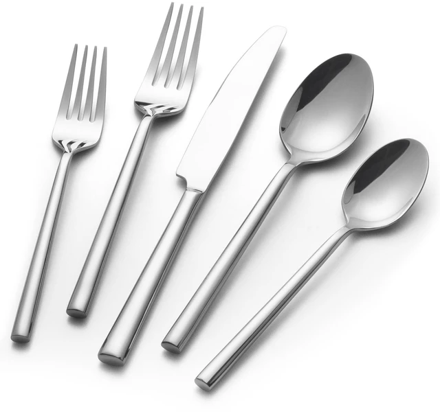Main image of Potter 60-Piece Forged Silverware Set Stainless Steel Flatware Set Cutlery Set, Service for 12, Mirror Finish, Dishwasher Safe
