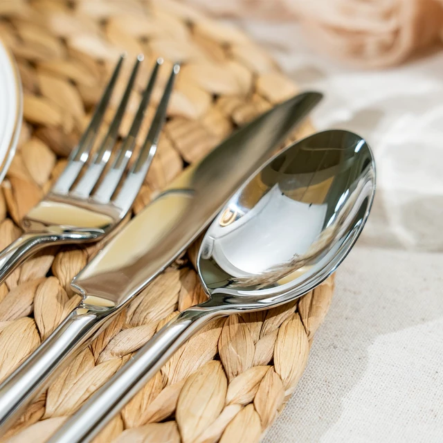 Alt view image 7 of 7 - Potter 60-Piece Forged Silverware Set Stainless Steel Flatware Set Cutlery Set, Service for 12, Mirror Finish, Dishwasher Safe