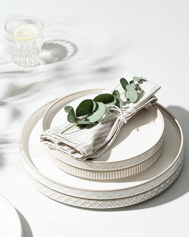 Alt view image 5 of 6 - Dinnerware Sets, Plates and Bowls Sets (10.5 Dish + 8 Dish + 6 Bowl) for 4, Microwave and Dishwasher Safe, Ceramic Dinnerware Set (12 Piece)