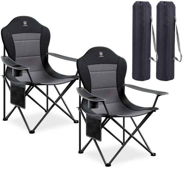 Main image of Folding Camping Chair with High Back Padded 2 Pack Oversized Portable Lawn Chairs Lightweight Sturdy Steel Foldable Outdoor Camp Chair for Adults, Black