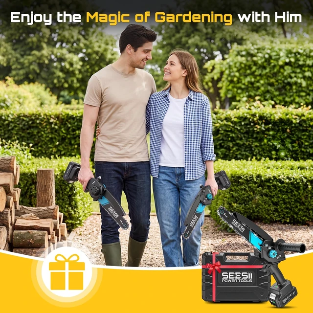 Alt view image 5 of 7 - Mini Chainsaw Cordless 8 inch: Electric Chainsaw Battery Powered, Brushless Chain Saw with Auto Oiler, 2pcs Battery, Handheld Saw for Tree Branch Wood Cutting,Gardening Tools for Men Dad Husband