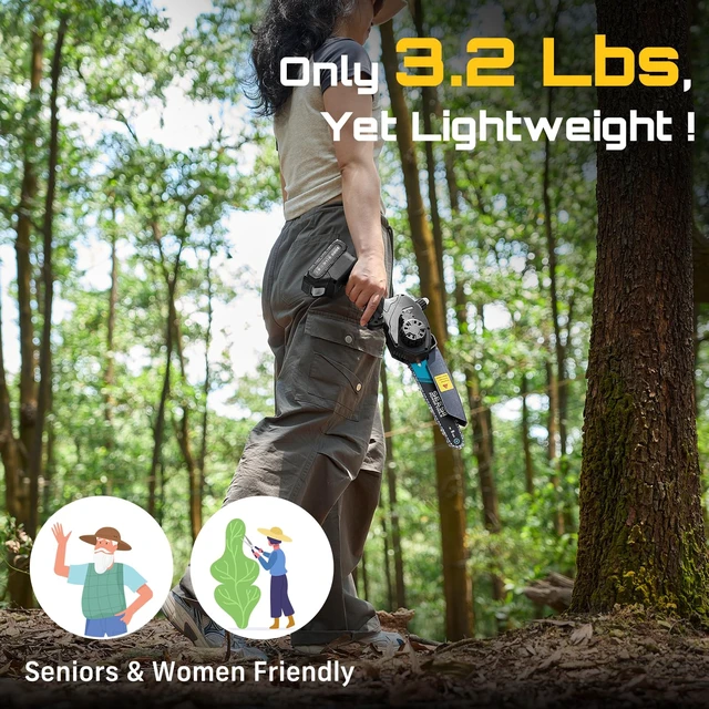 Alt view image 6 of 7 - Mini Chainsaw Cordless 8 inch: Electric Chainsaw Battery Powered, Brushless Chain Saw with Auto Oiler, 2pcs Battery, Handheld Saw for Tree Branch Wood Cutting,Gardening Tools for Men Dad Husband