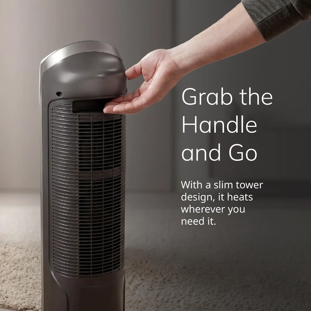 Alt view image 6 of 7 - Oscillating Digital Ceramic Tower Heater for Home with Adjustable Thermostat, Timer and Remote Control, 23 Inches, 1500W, Silver, 755320