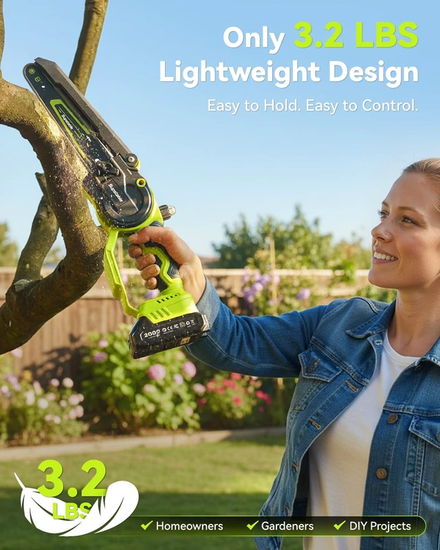 Alt view image 4 of 7 - Mini Chainsaw Cordless, 8 Inch & 6 Inch Electric Chainsaw Battery Powered, 1000W Brushless Handheld Power Chain Saw with 2 Batteries, Small Tree Saw for Branch Trimming Wood Cutting