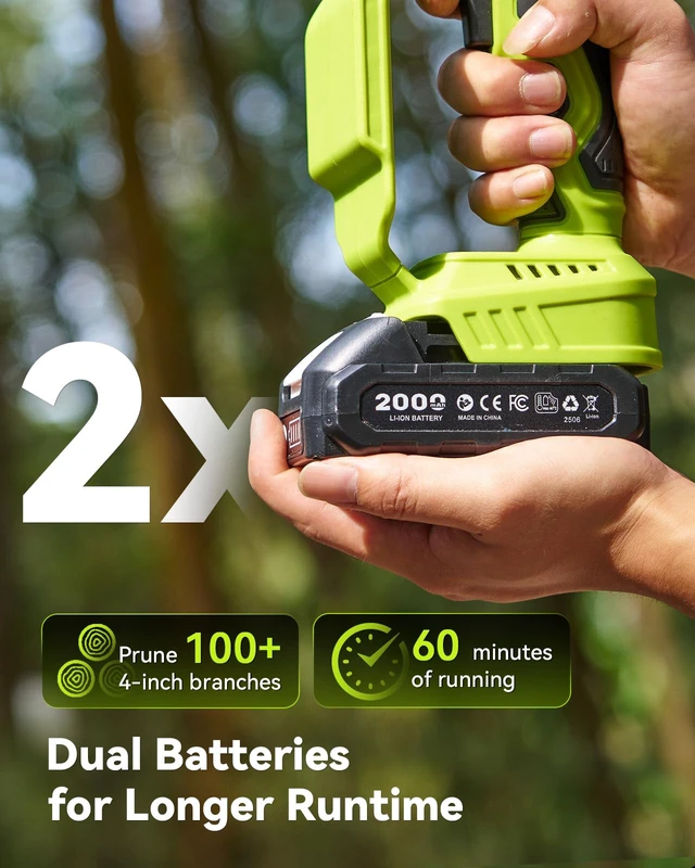 Alt view image 6 of 7 - Mini Chainsaw Cordless, 8 Inch & 6 Inch Electric Chainsaw Battery Powered, 1000W Brushless Handheld Power Chain Saw with 2 Batteries, Small Tree Saw for Branch Trimming Wood Cutting