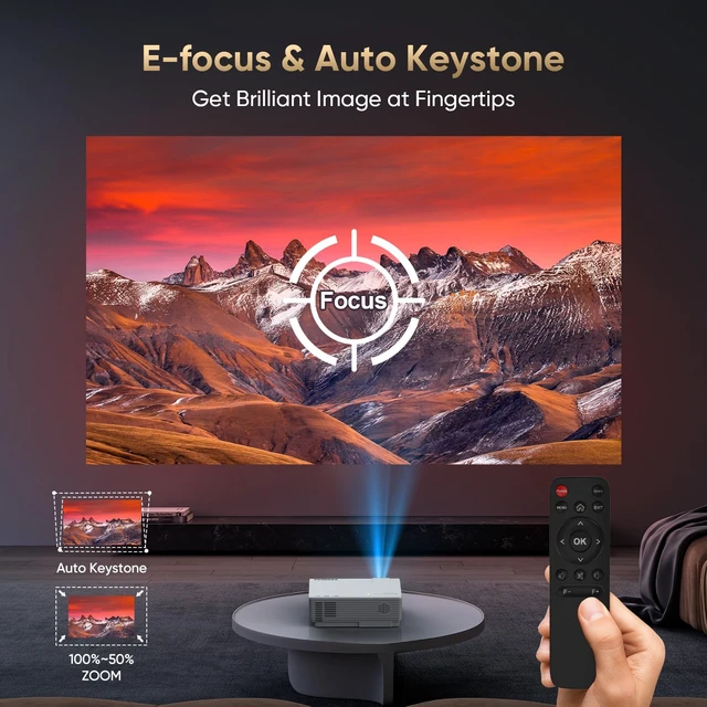 Alt view image 6 of 7 - Native 1080P Mini Projector Bluetooth, Type-C Wired Mirroring for Netflix | Included Type-C Cable Smartphone Mirroring, Bluetooth Projector, E Focus, Auto Keystone, Indoor/Outdoor Projector