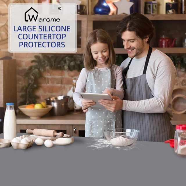 Alt view image 6 of 7 - Silicone Mat,78.7x 23.6 Heat Resistant Mats for Countertop,Extra Large Countertop Protector Mat, Multi-functional Cuttable Kitchen Counter Mat, Silicone Mats for Kitchen Counter/Crafts- Grey