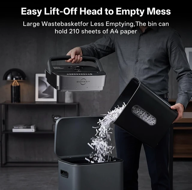 Alt view image 6 of 7 - 10-Sheet Cross-Cut Shredder for Home Office, P-4 high Security, Quiet, Credit Card Shredder, jam-Proof System, 4-Gallon bin