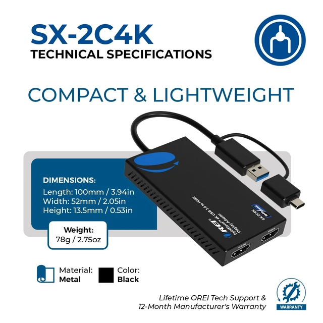 Alt view image 5 of 7 - SplitExtend 4K HDMI Splitter Extended Display for Dual Monitor | Multi-Monitor Display 3 Separate Screens - USB A & USB-C Adapter to HDMI 2.0, 4K@60hz, DisplayLink Driver MacOS, Windows