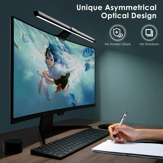 Alt view image 6 of 7 - Monitor Light Bar with Remote Control, Fit for Curved/Flat Monitor, Eye-Care USB Computer Lamp Dimmable Screen Light Bar with Auto-Dimming, No Glare Home Office Gaming Desk Lamp