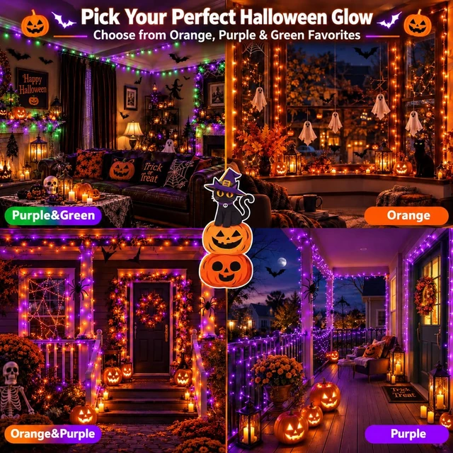 Alt view image 6 of 6 - 600LED 210FT Smart Color Changing Halloween String Lights RGB App & Remote | Music Sync, 16 Million DIY Colors, Timer & Memory, Waterproof Twinkle Lights Indoor Outdoor for Halloween Fall Decor