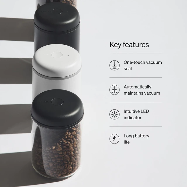 Alt view image 2 of 6 - Atmos Electric Vacuum Coffee Canister 1.2L - Auto-Seal Glass | Preserves Freshness, Holds 16 oz Whole Bean Coffee, 4-Month Battery, Airtight Seal for Loose Leaf Tea & Spices, Clear