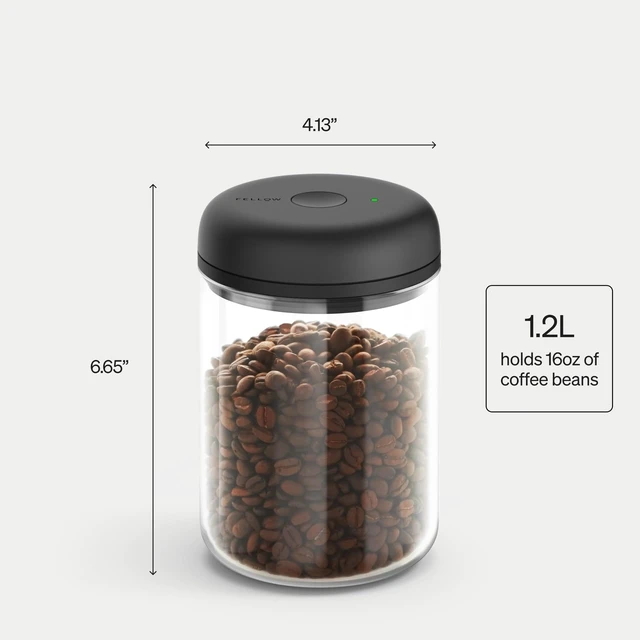 Alt view image 3 of 6 - Atmos Electric Vacuum Coffee Canister 1.2L - Auto-Seal Glass | Preserves Freshness, Holds 16 oz Whole Bean Coffee, 4-Month Battery, Airtight Seal for Loose Leaf Tea & Spices, Clear