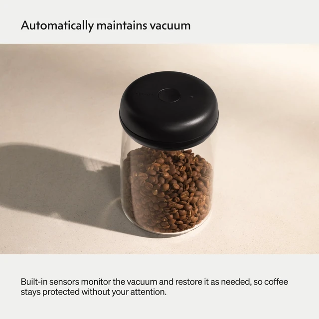 Alt view image 6 of 6 - Atmos Electric Vacuum Coffee Canister 1.2L - Auto-Seal Glass | Preserves Freshness, Holds 16 oz Whole Bean Coffee, 4-Month Battery, Airtight Seal for Loose Leaf Tea & Spices, Clear