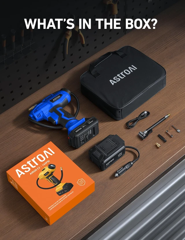 Alt view image 4 of 7 - Cordless Tire Inflator Portable Air Compressor 160PSI 12VDC Battery | Dual Power Supply Auto Shut-Off Digital Pressure Gauge Fast Inflation Air Pump for Cars Motorcycles Bikes Ball Gift Blue