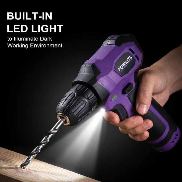 Alt view image 5 of 7 - 8V Purple Cordless Drill Set for Women, Starter Tool Kit with Drill | Electric Drill, USB Charger, 3/8" Keyless Chuck, 139-PIECE Tool Set with Drill for Home Repairs, DIY Project