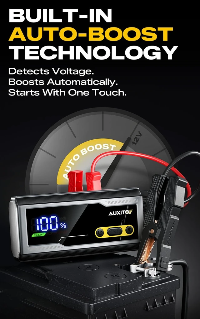 Alt view image 4 of 7 - 6000A Jump Starter, 12V Car Battery Jump Starter, Up to All Gas & 12L Diesel Engine with LED Display, Portable Jump Box with 3 Modes Flashlight and Jumper Cable, Storage Case