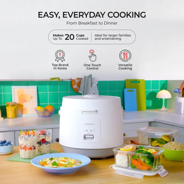 Alt view image 2 of 6 - Rice Cooker and Warmer, 20-Cup Cooked, White, CR-1095 | Large 10-Cup Uncooked Capacity, Nonstick Inner Pot, 2 Menus, Steam Tray Included, One-Touch Operation, Automatic Keep Warm