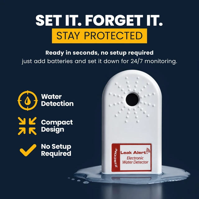 Alt view image 6 of 7 - Leak Alert Water Leak Detector, Loud 90 dB Water Alarm, 5 Pack | Detect leaks before costly water damage near water heaters, sinks, appliances and plumbing fixtures; no setup required