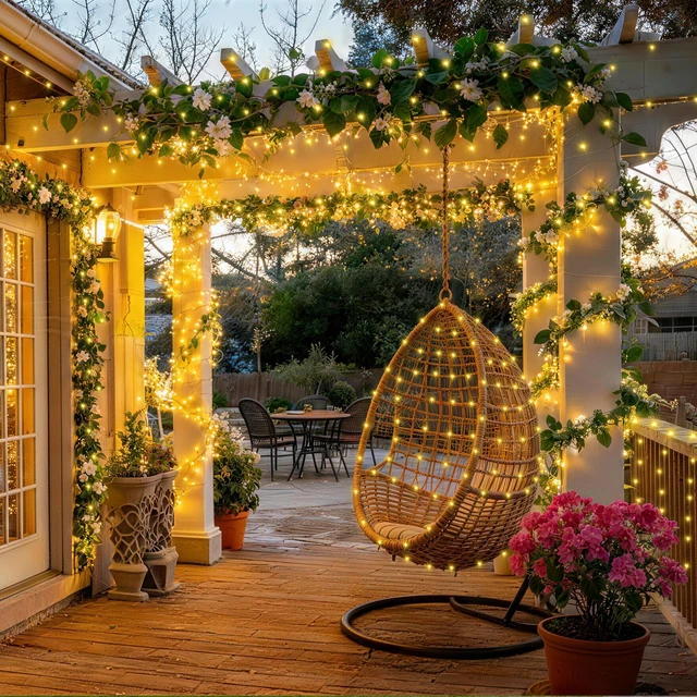 Alt view image 3 of 6 - 600ft 1500 LED Christmas String Lights Outdoor 8 Lighting Modes & Timer Dimmable Fairy Light Plug in Waterproof for Xmas Roof Yard Tree Wedding Party Holiday Decorations (Warm White)