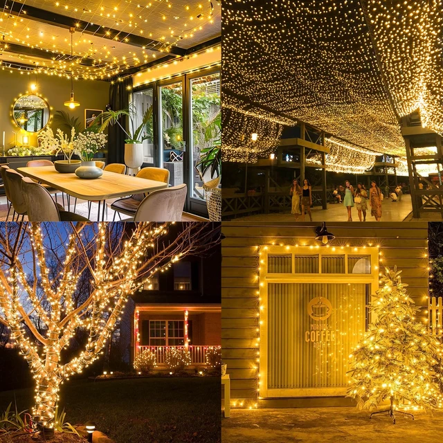 Alt view image 6 of 6 - 600ft 1500 LED Christmas String Lights Outdoor 8 Lighting Modes & Timer Dimmable Fairy Light Plug in Waterproof for Xmas Roof Yard Tree Wedding Party Holiday Decorations (Warm White)