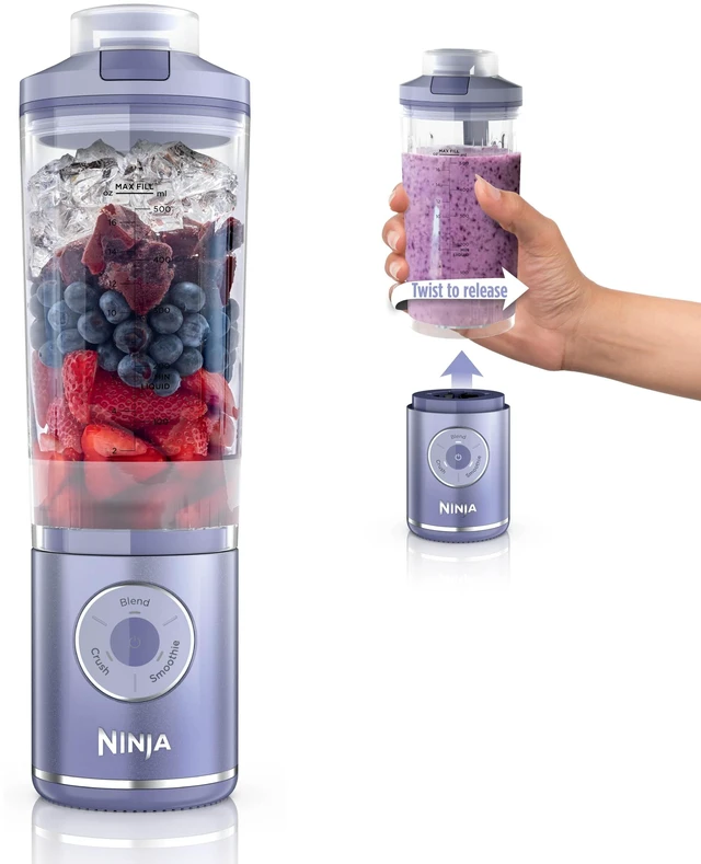 Main image of Blast Max Portable Blender, Twist & Go, 22oz, Lavender, BC251LD | Twist & Go removable 22-oz vessel. Auto-iQ Crush & Smoothie programs, cordless. Dishwasher safe, leakproof lid.
