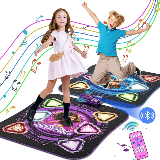 Main image of Double Dance Mat for Kids, Light-up 12-Button Single & Double Players Mode | Electronic Dance Pad with Wireless Bluetooth 5 Game Modes Christmas Birthday Gift for Girls Boys Ages 3 4 5 6 7 8 8-12