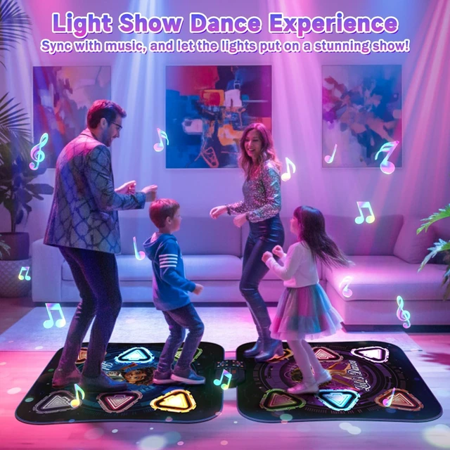 Alt view image 3 of 7 - Double Dance Mat for Kids, Light-up 12-Button Single & Double Players Mode | Electronic Dance Pad with Wireless Bluetooth 5 Game Modes Christmas Birthday Gift for Girls Boys Ages 3 4 5 6 7 8 8-12