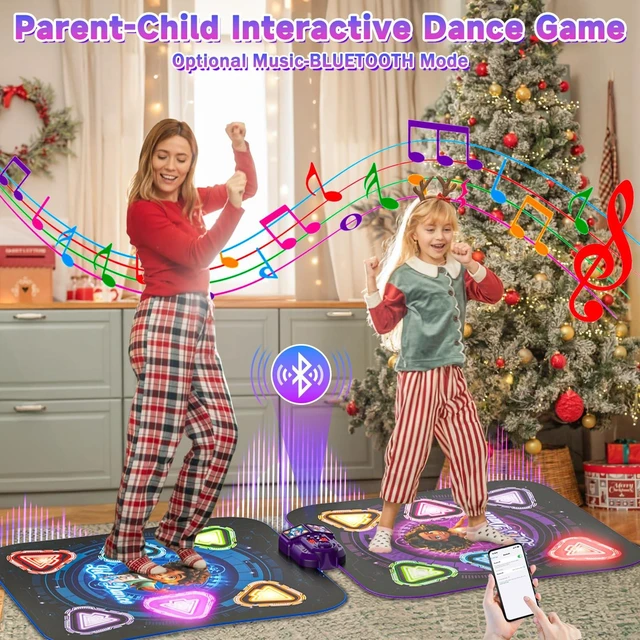 Alt view image 4 of 7 - Double Dance Mat for Kids, Light-up 12-Button Single & Double Players Mode | Electronic Dance Pad with Wireless Bluetooth 5 Game Modes Christmas Birthday Gift for Girls Boys Ages 3 4 5 6 7 8 8-12