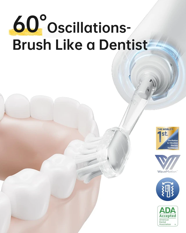 Alt view image 3 of 7 - Wave Special Electric Toothbrush, New 2025 Version Oscillation & Vibration Sonic Electric Toothbrush for Adults with App, 2 Brush Heads, IP68 Waterproof Travel Powered Toothbrush (Matte White)