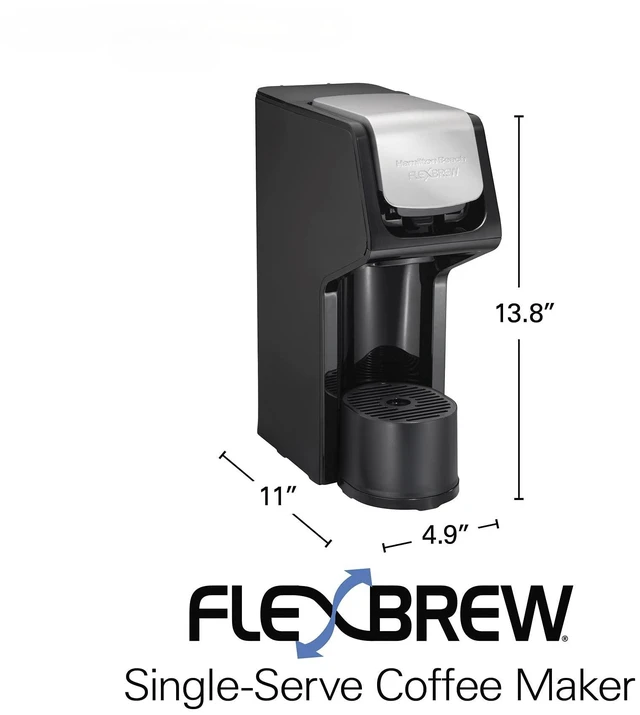 Alt view image 7 of 7 - FlexBrew Single Serve Coffee Maker | Uses Pod Packs and Grounds | Regular & Bold Options | Slim Design | 14 oz. Reservoir | Fast Brewing | Black