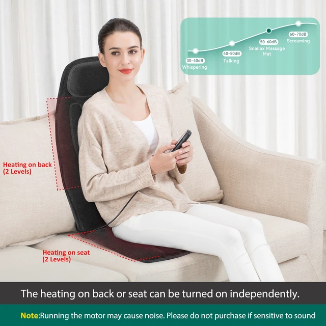 Alt view image 4 of 7 - Vibration Back Massager with Heat, Massage Chair Pad,Black | Gift for Men Women10 Vibration Motors, 5 Massage Modes, Adjustable 3 Intensity, Gentle Heating, Timer
