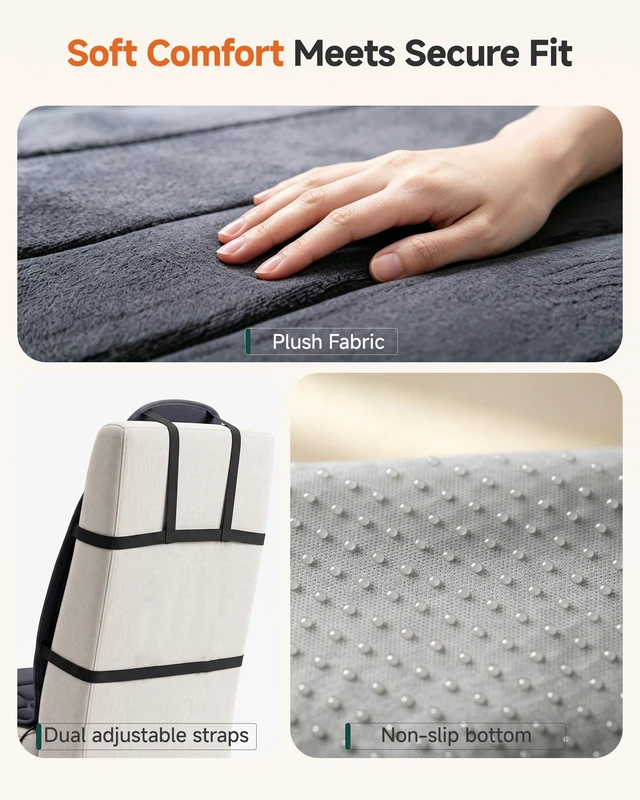Alt view image 5 of 7 - Vibration Back Massager with Heat, 2026 Upgraded Chair Massage Pad | 5 Modes, 4 Intensities, Graphene Heat, Neck, Shoulder, Back & Thighs, Timer, Massage Seat Cushion for Home & Office Use