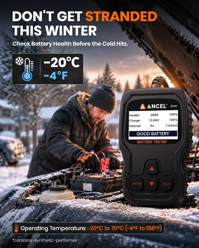 Alt view image 6 of 7 - BT310 Battery Tester 12V 24V, 100-2000 CCA Load Tester with Test Data | Car Battery Tester for Lead-Acid & Lithium, AGM, GEL & EFB Batteries with SOH, SOC, CCA. Reviews Cranking & Charging Data.