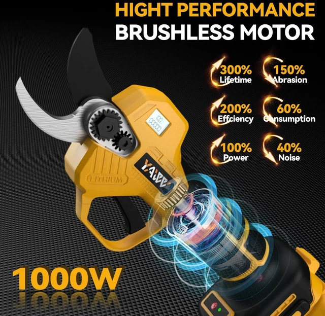 Alt view image 3 of 6 - Brushless Electric Pruning Shears for DeWalt 20V Battery, Portable Cordless Pruning Shears with LCD DisplaySK5 Blades, Adjustable Cutting Diameter 0.8-1.2 Inch for Gardening Tree Pruning(NO Battery)